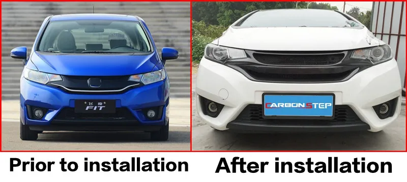 CEYUSOT передний бампер гоночные грили для Honda Fit Jazz 15 16 Джаз углеродная волокнистая решетка декоративная сетчатая крышка аксессуары GK5