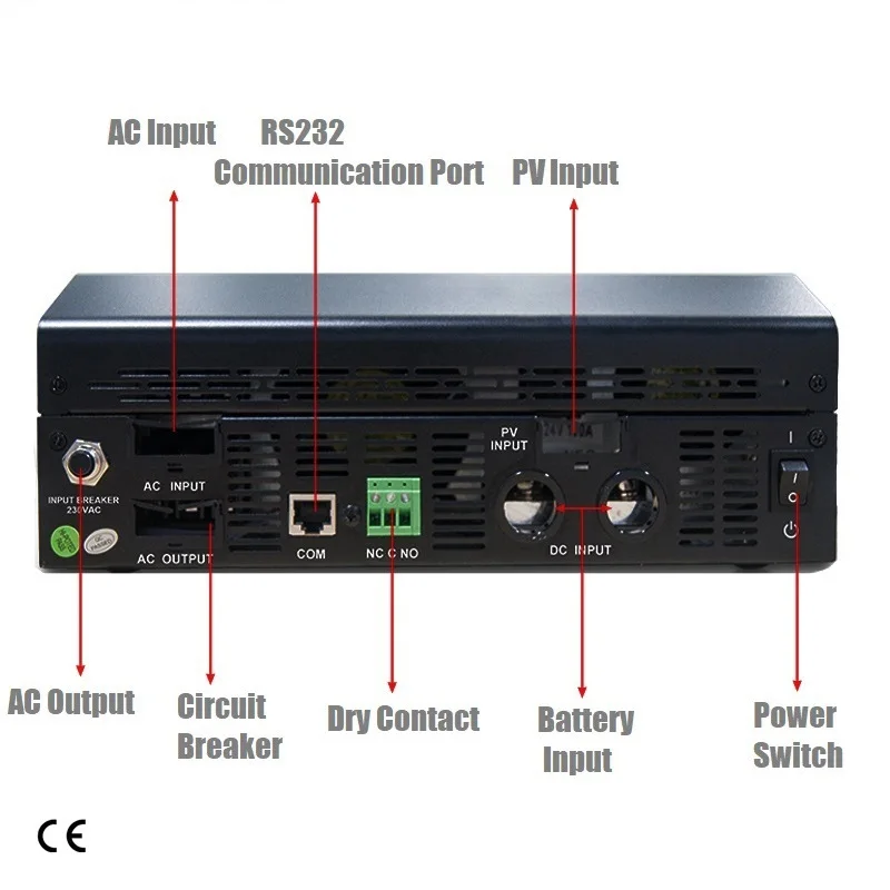 Солнечный инвертор 3KVA 2400W инвертор с чистым синусом 220VAC Выход встроенный PMW 24В 50A за максимальной точкой мощности, Солнечный контроллер заряда