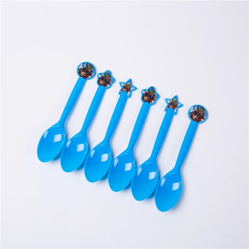 Spoon-6Pcs Супергерой Мстители Дети День рождения украшения вечерние бумажный шарик чашки соломы вечерние принадлежности для дня рождения ребенка - Цвет: Spoon-6Pcs