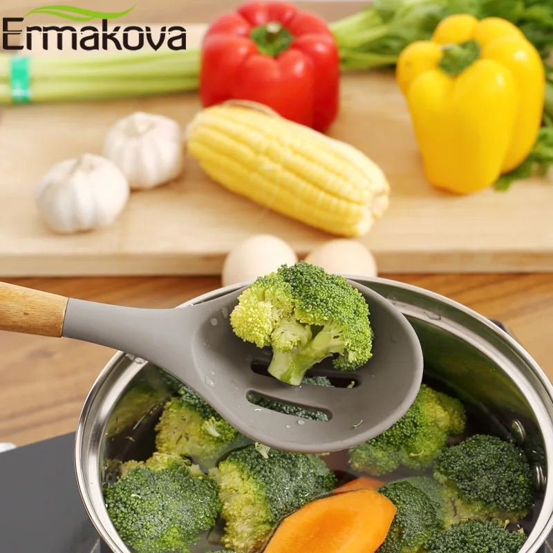 ERMAKOVA силиконовая кухонная утварь с деревянной ручкой антипригарная лопатка