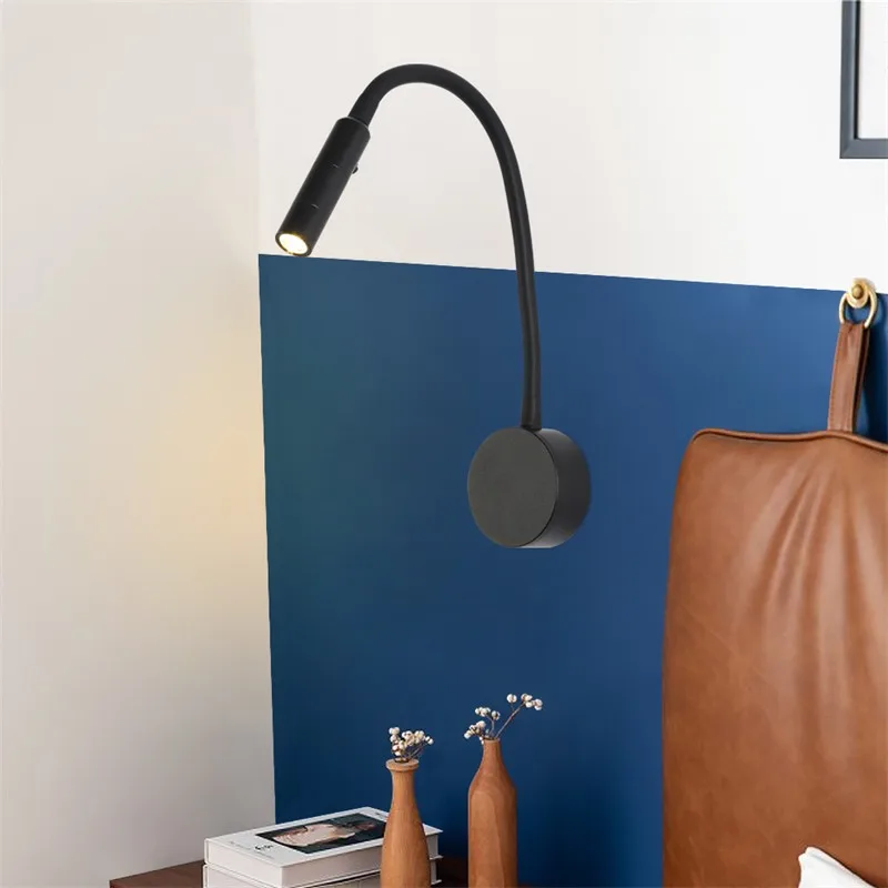 Modern LED Reading Wall Lamp 1W/3W Flexible Hose Bedside Wall Mounted Sconce Bedroom Study Book Wall Light With Switch AC85-265V art deco wall lights