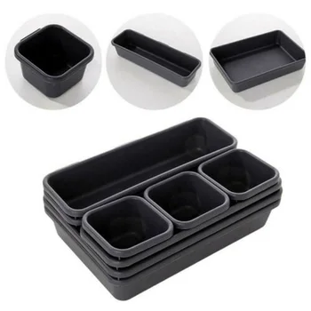

8x Storage Organizer Box Drawer Make Up Brush Holder Storage Pot Jewellery Cover Organization PP Drawer Storage