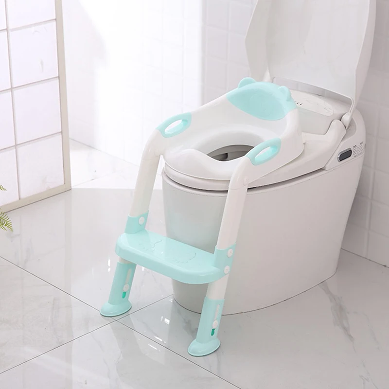 blue with soft pad Складной Детский горшок для младенцев, детский унитаз, тренировочное сиденье с регулируемой лестницей, портативный писсуар, тренировочные сиденья для детей - Цвет: blue with soft pad