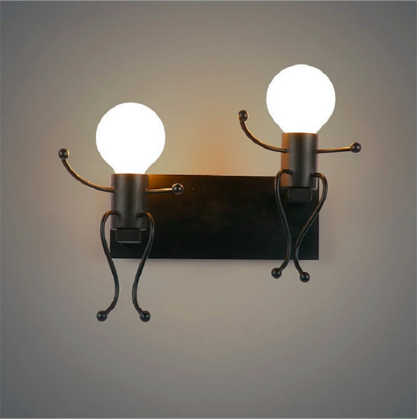 Скандинавский светодиодный настенный светильник Лофт металлический мультяшный робот Бра настенное освещение домашнее настенное искусство прикроватный светильник для крыльца Настенные светильники для дома