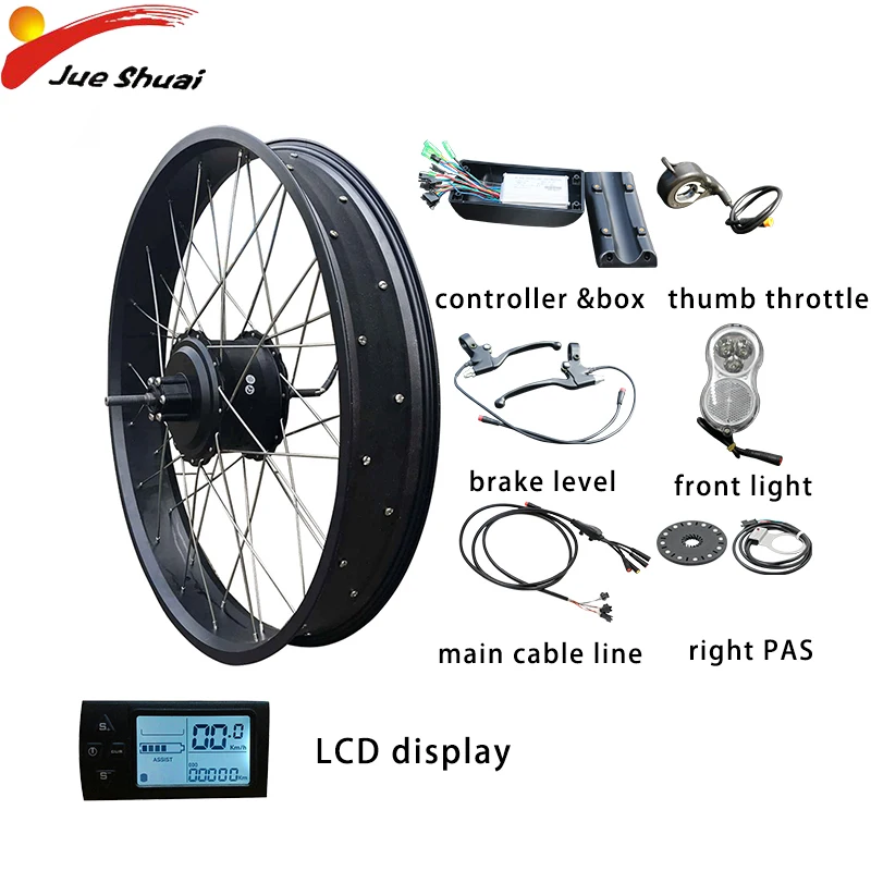 48V 1000W комплект электровелосипеда с двигателем 20''26'' 4,0 с толстыми покрышками безщеточный мотор для центрального движения колеса задний зимние мотоциклетный спорт комплект для переоборудования электрического велосипеда - Цвет: 20inch48v1000w lcd