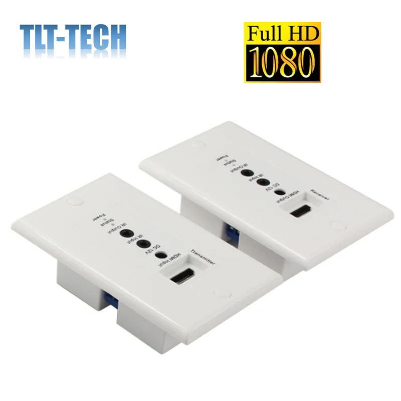 Placa de Parede Hdmi Rj45 Extensor sobre Cat5e Cat6 com ir Remoto Hdmi Transmissor e Receptor Distância até 50m