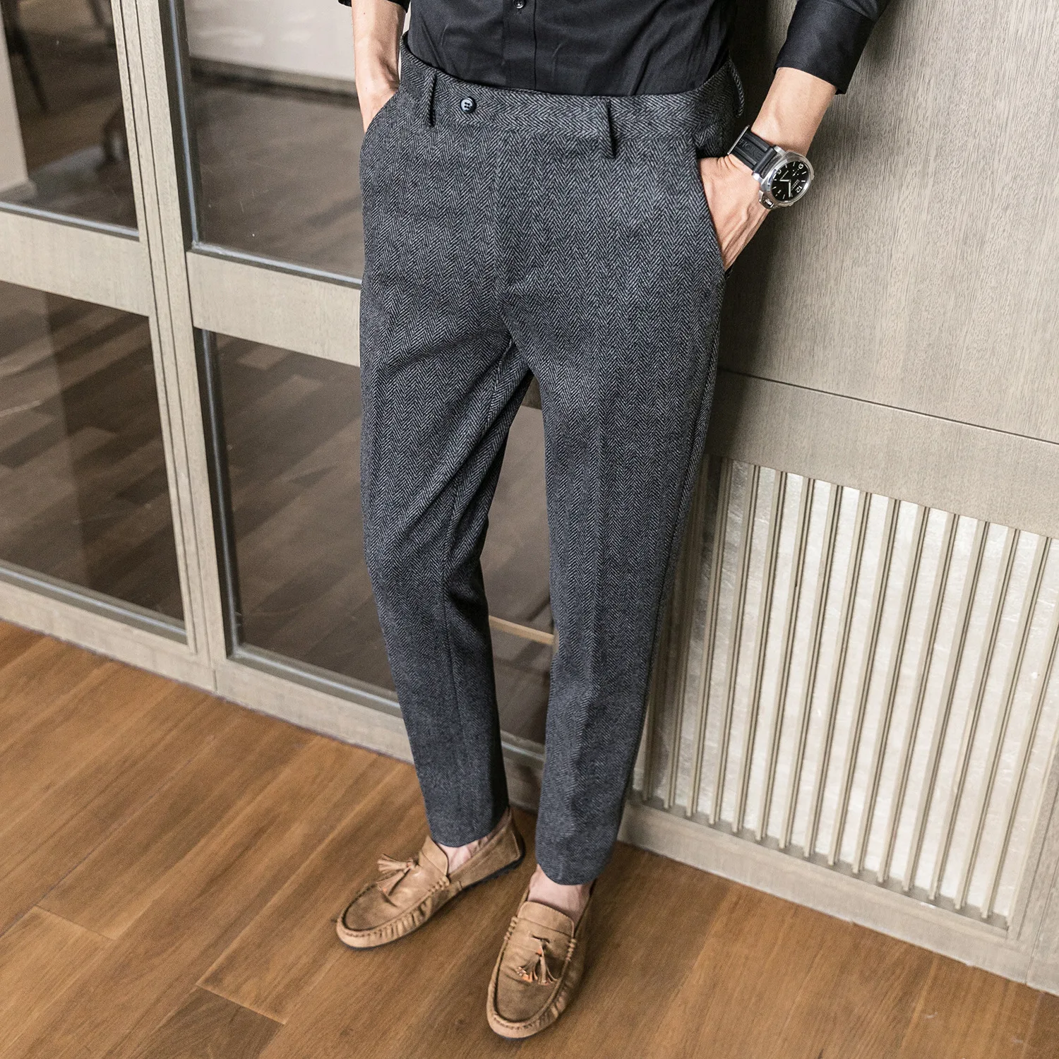 Woolen Dress Trousers Men Business 