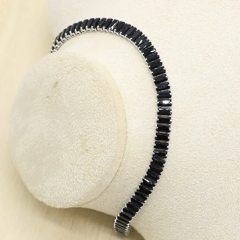 Геометрический набор ювелирных изделий из стерлингового серебра 925 пробы для женщин черный циркон браслет серьги-кольца ожерелье кулон кольцо подарок на день рождения