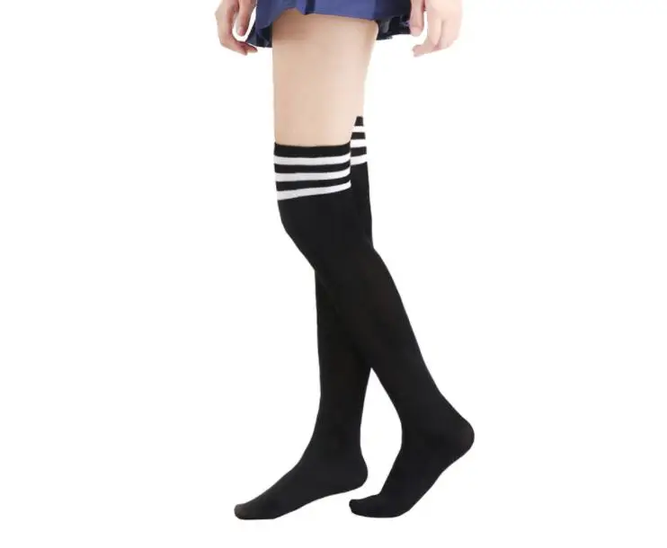 1 пара, женские чулки в полоску для девочек, корейские, японские, kawaii, носки под форму Лолиты, Повседневные Гольфы, длинные носки