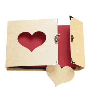 

10inch Out Black Pages Self-adhesive Insert Love Heart Album Photo Flyer Vintage Gift Box DIY Scrapbook Wedding