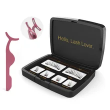 6 шт. модные магнитные ресницы для макияжа с 2 магнитами ручной работы 3D натуральные накладные ресницы для макияжа с пинцетом и зеркалом в подарочной коробке