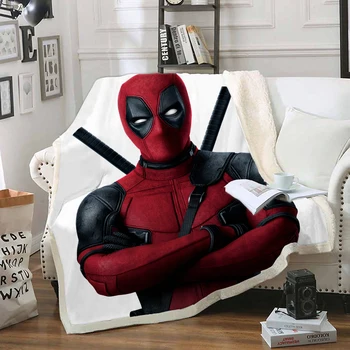 

Anime Deadpool Funny Character Blanket 3D Print Sherpa Blanket on Bed Home Textiles Dreamlike Style 10