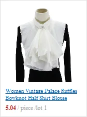 Women Vintage Palace Ruffles Bowknot Half Shirt Blouse Chiffon False Fake Collar