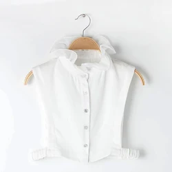 Women Sweet Layer agaric Ruffles Stand False Fake Collar button Down Half-Shirt  blouse Top Women Clothes accessories