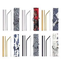 Многоразовые металлические трубочки для питья 304 нержавеющая сталь солома изогнутая прямая смузи солома с чистящей щеткой бар вечерние аксессуары