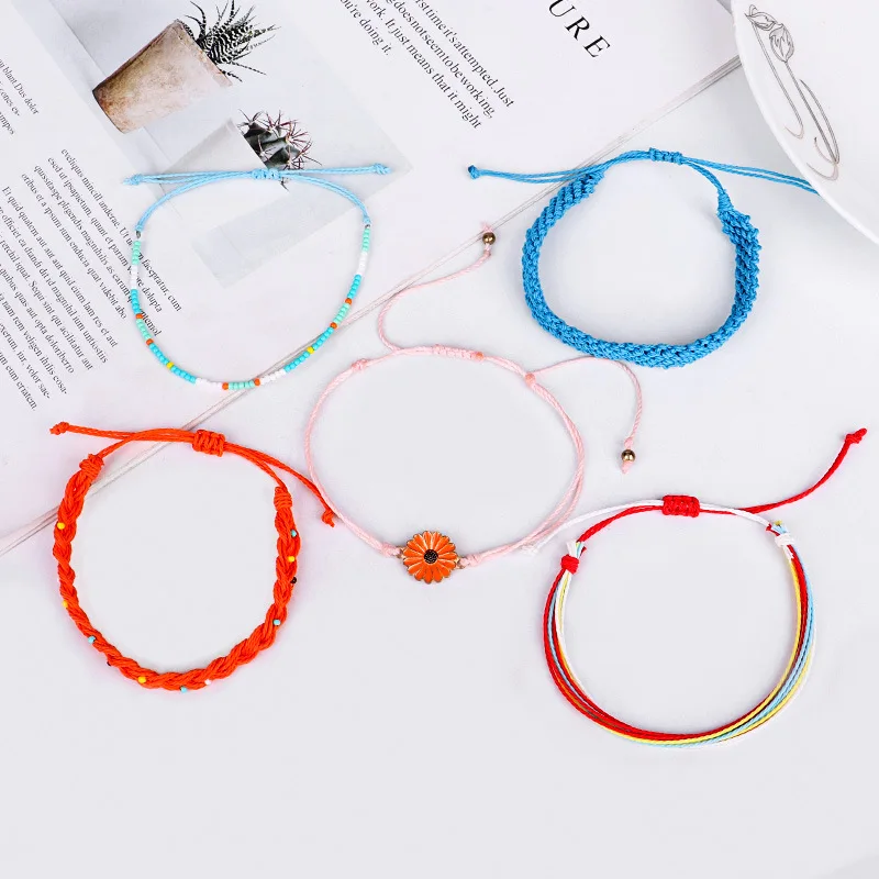 Meetvii 5 Pcs/set Bohemian Colorful Retro Sunflower Bracelet Beaded Rope Handmade Woven Bracelet Set Women Party Jewelry - Image 6