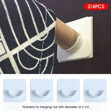 Soporte de barra de cortina de 2/4 piezas, palo de Instalación fácil en el baño del hogar, plástico, sin perforación, se adapta a la pared del baño DIY, varilla de hasta 2cm