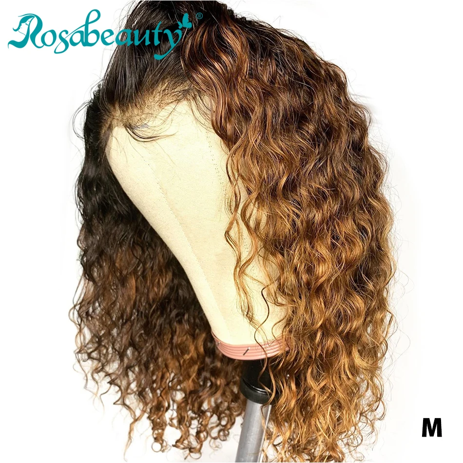Rosabeauty 1B/27 Омбре цвет короткие кудрявые кружевные передние человеческие волосы парики с детскими волосами предварительно выщипанные Remy бразильский Боб парики глубокая волна