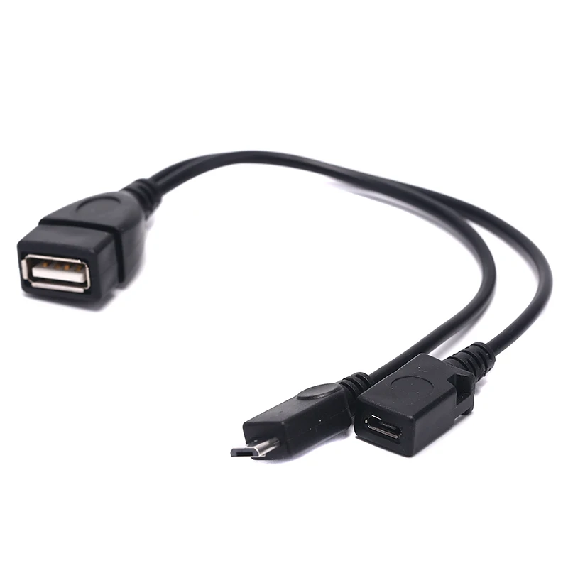 2 In 1 OTG Power Splitter Y Cable Micro USB Male to USB A Male Female Adapter Cord