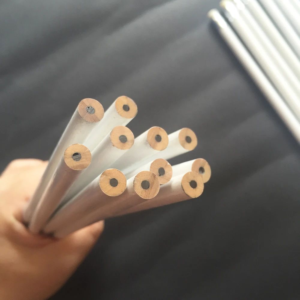 100pcs 나무 연필 HB 흰색 연필 학교 용품 용품 어린이 연필 지우개 귀여운 편지지 아트 드로잉 도매