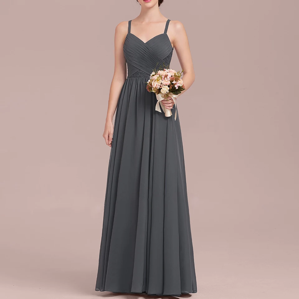 A-Line/Princess Sweetheart Floor-Length Chiffon Lace Bridesmaid Dress With Ruffle