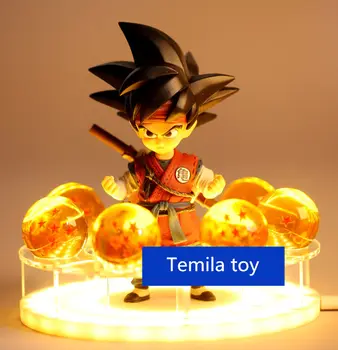 

Anime Dragon Ball Z Childhood Son Goku Crystal Balls base figure model Led lamp Light Power Up Super Saiyan Son Goku toy gift