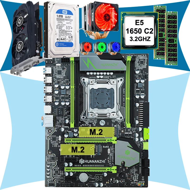 Best Price Hot HUANAN X79 motherboard CPU Xeon E5 1650 SROKZ 6 heatpipes cooler RAM 16G(2*8G) DDR3 RECC 1TB SATA HDD GTX750Ti 2G video card