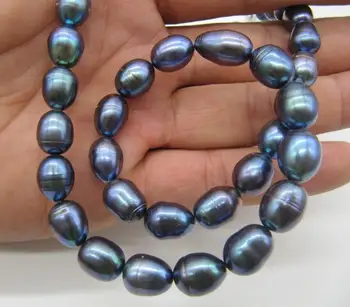 

10-11MM NATURAL TAHITIAN BLACK PEARL NECKLACE 18"