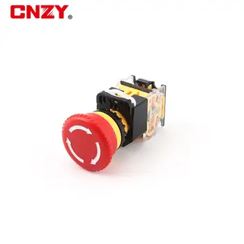 

5PCS P91 Emergency Stop 10A 380V 22mm Self-Locking head power switch Mushroom Push Button Switch 1 NO 1 NC LA38-11ZS