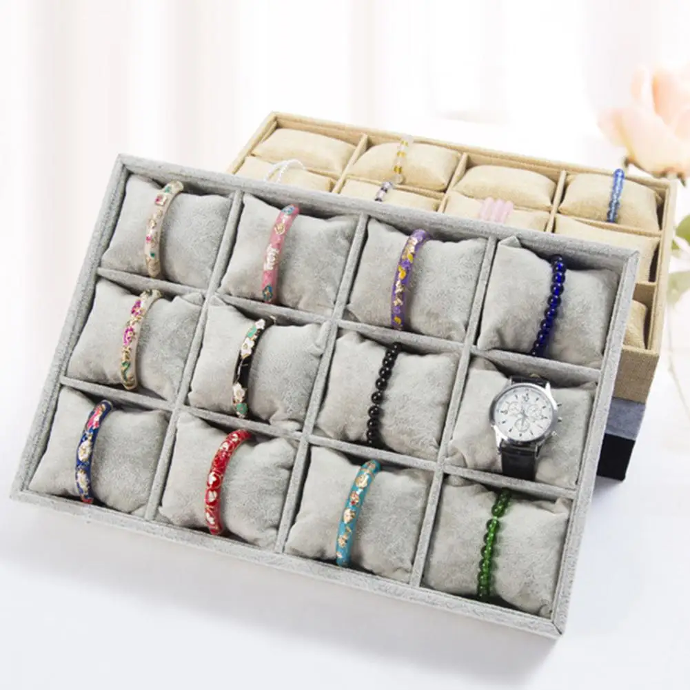 

12 Grids Small Pillow Slots Watch Bracelet Box Tray Display Storage Case Holder