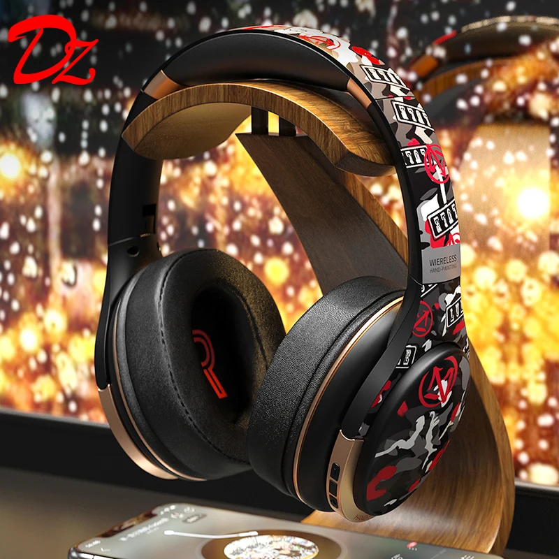 New Hand Drawn Style Comfortable Wireless Headset Bluetooth Earphone Power Bass Headphone