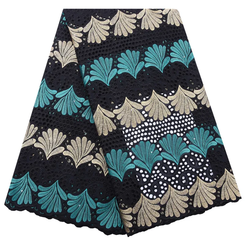 Kalume, лидер продаж, нигерийская швейцарская вуаль, кружево в швейцарском стиле, швейные материалы, африканская швейцарская сухая хлопковая кружевная ткань для платья, вечерние 1795 - Цвет: Black