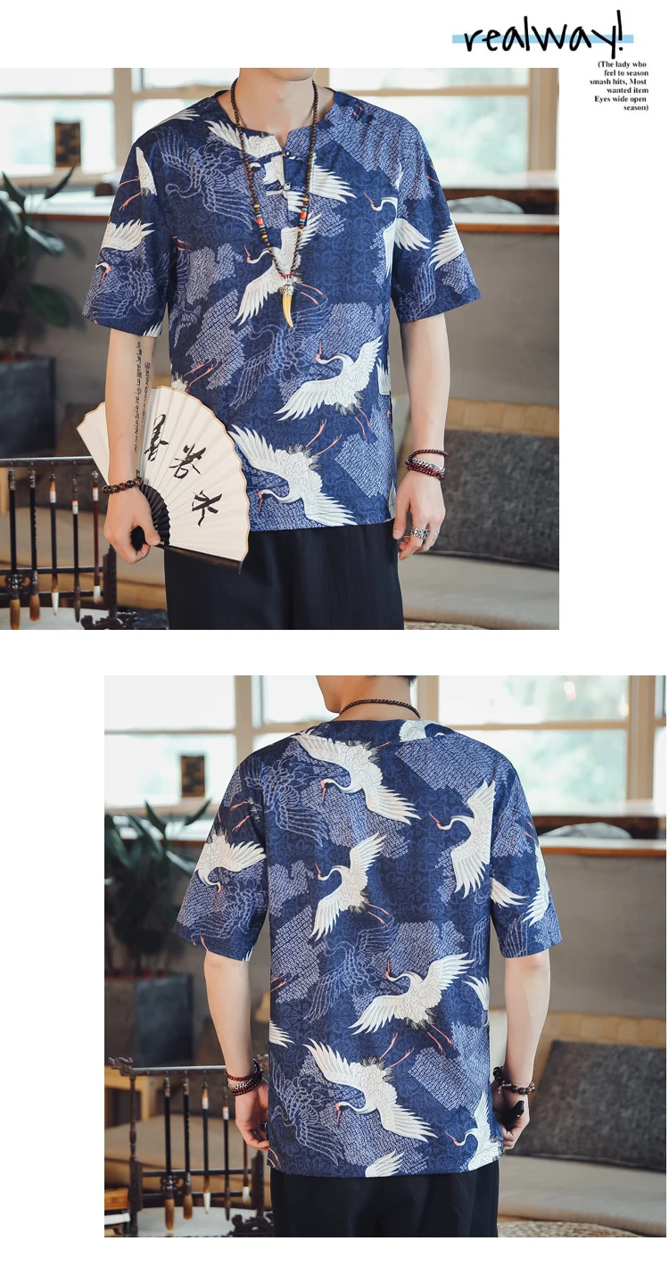 2019 традиционная китайская блузка рубашка одежда для мужчин Топ Восточный Мандарин воротник рубашка Льняная мужская carne Печать Топ Одежда