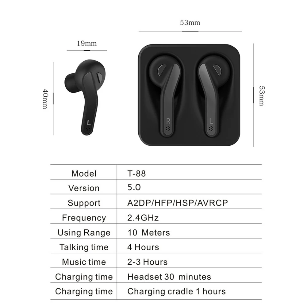TWS Bluetooth гарнитура с микрофоном светодиодный дисплей Беспроводная Bluetooth гарнитура наушники водонепроницаемый шумоподавление V5.0