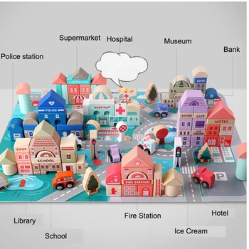 

Wooden Construction Building Model Building Blocks Children's Intelligence Building Block Toy Wood Block Gift For Kid