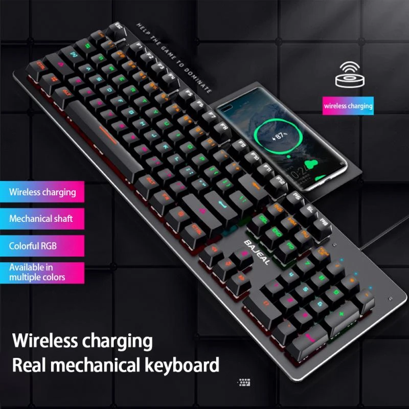 ブルートゥースゲーミングキーボード ワイヤレス充電器付きメカニカルキーボード ブルー軸 104キー Rgb Led Usb ゲーマーラップトップ用 Keyboards Aliexpress