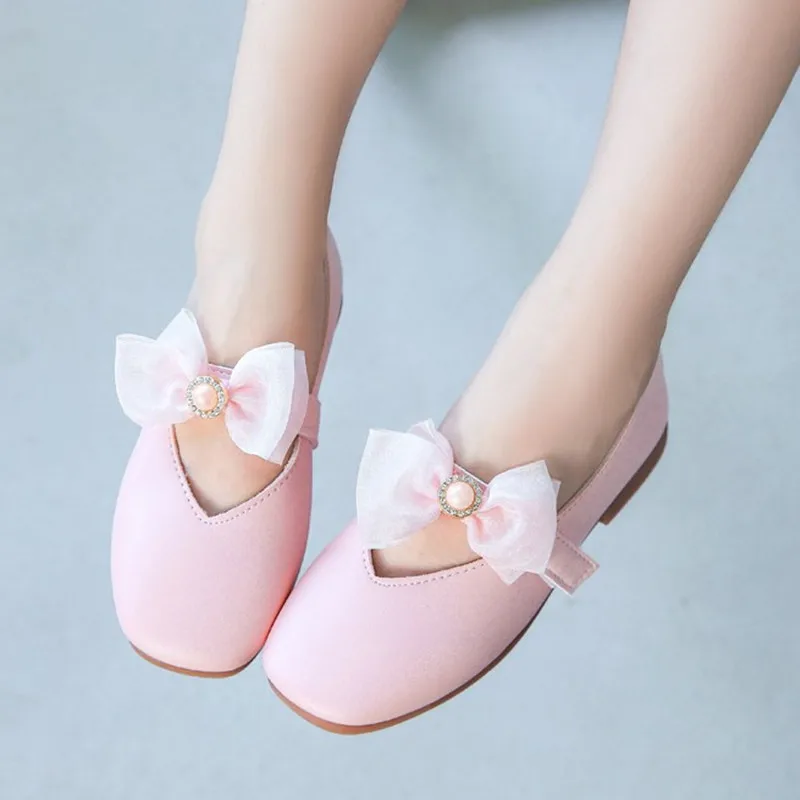 

Autumn pink white black Flower Kids Shoes Girls bow-knot Princess Shoes For Wedding party Girls Dancing Shoes For student 3-15T