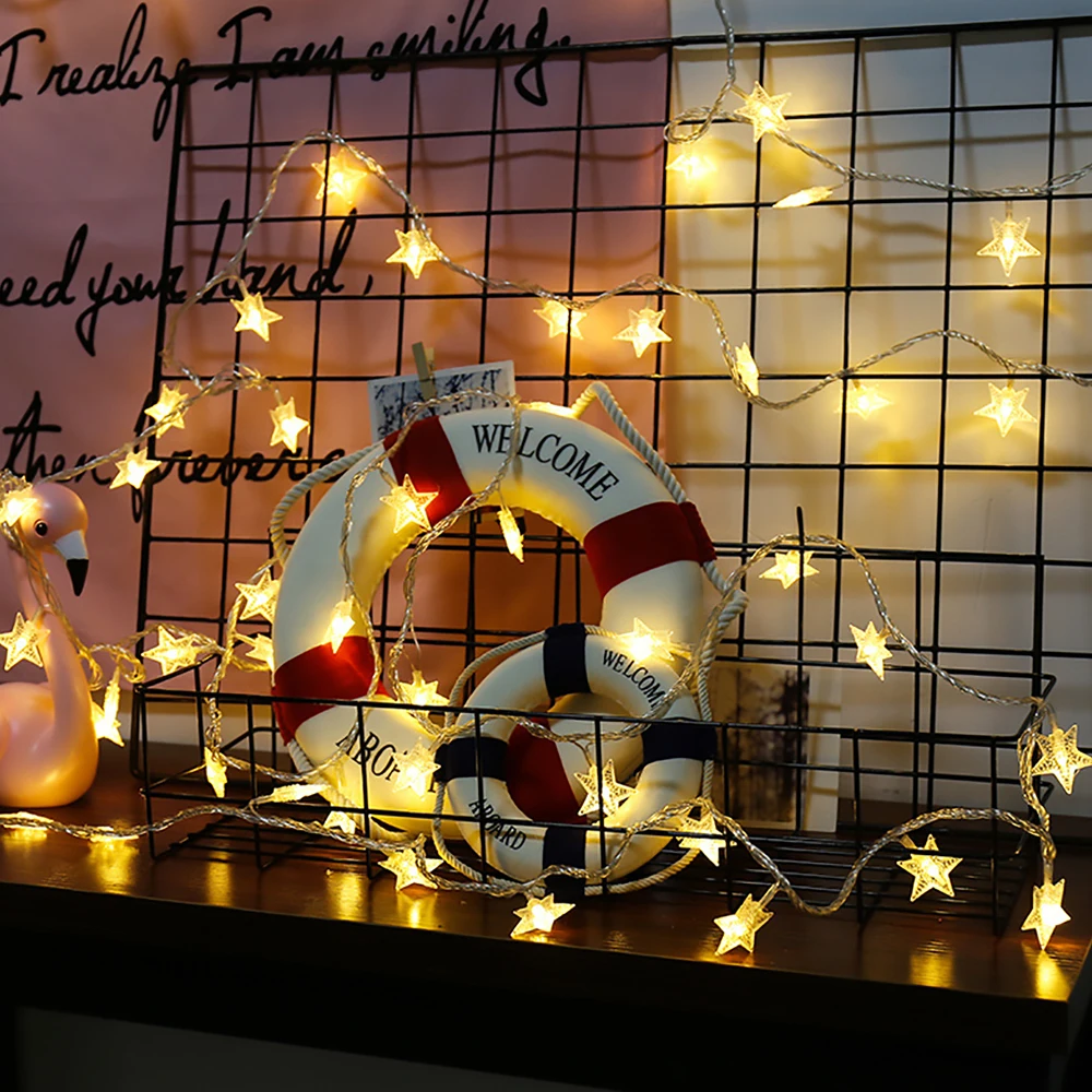 10-20LED Star Light String Twinkle Garlands Battery Powered Christmas Lamp Holiday Party Wedding Decorative Fairy Lights 12