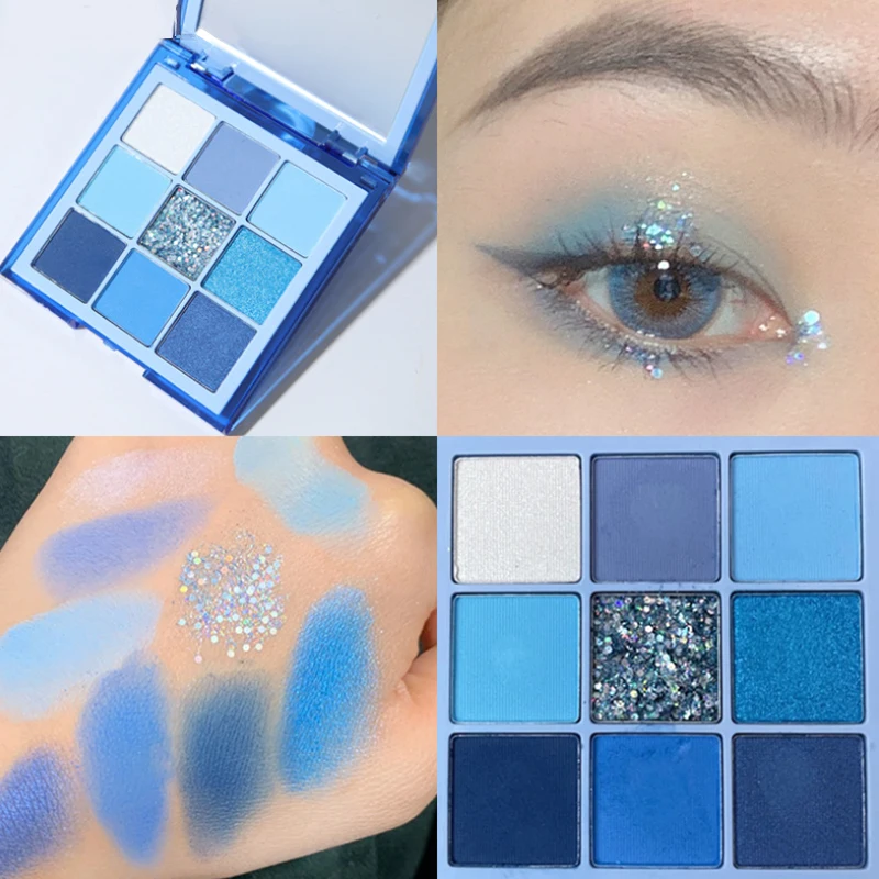 

9 Colors Eye Shadow Palette Face Glitter Colored Neon Shiny Eye Shadows Professional Makeup Bright Glitter Eyeshadow Palette