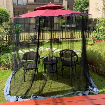 

Double Zipper Outdoor Patio Lawn Cover Table Screen Polyester Mesh Universal Umbrella Mosquito Net Cantilever Courtyard Hanging