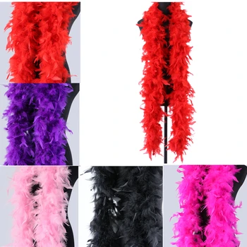 

2 Meter Beautiful Fluffy Turkey Flat Boa Feathers Ribbon Costume Stage Christmas Tree Decoration Plumes for Crafts Wholesale