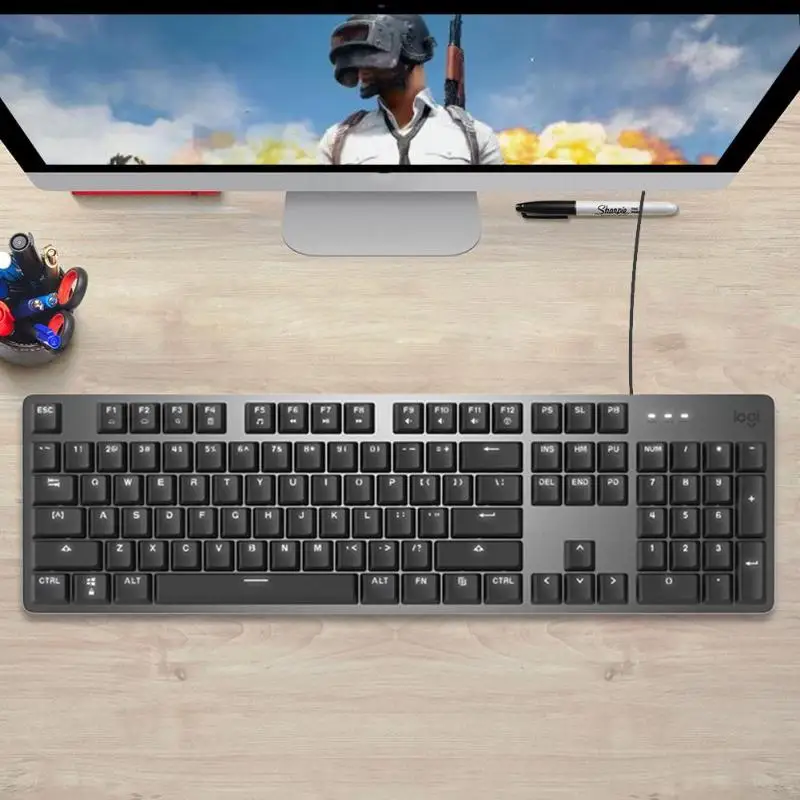 Logitech K845 104 ключи USB Проводная Подсветка Механическая игровая клавиатура для Win7/8/10 ABS полный связь с клавиш мультимедиа