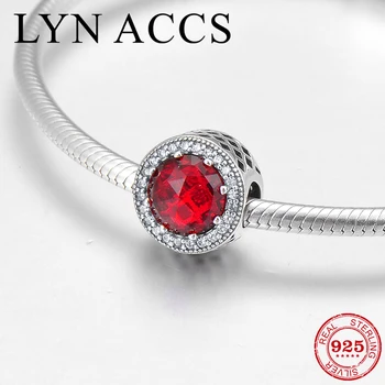 

DIY Gift 925 Silver Romantic Red Geometric patterns Fine CZ Beads Jewelry Making fit Original LYNACCS Charms Bracelet Necklace