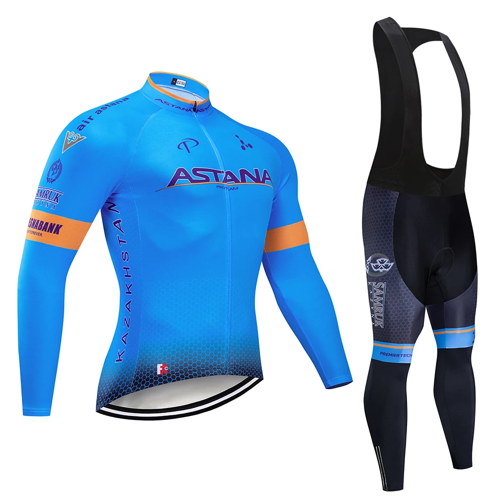 

2020 ASTANA Men's Cycling Jersey Long sleeve set MTB Bike Clothing Maillot Ropa Ciclismo Hombre Bicycle Wea 9D GEL bib pants