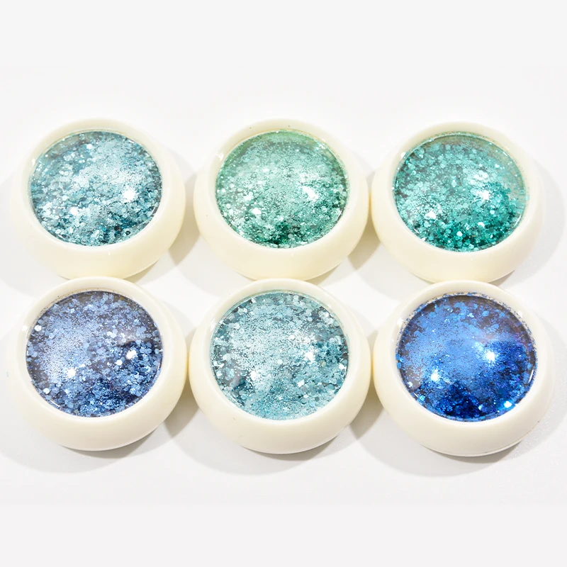 

6Boxes/set 3 ml/ Box Iridescent Nail Glitter Mix 0.1-2mm Chunky Fine Mixed Nail Glitter Powder Sequins Powder For UV Gel Glitter