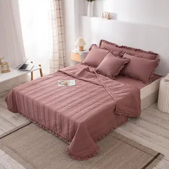 

1 Pc Comforter Queen Size Quilted Bedspread Solid Color Pillowcase Cubrecamas King Mattress Pad Soft Quilts