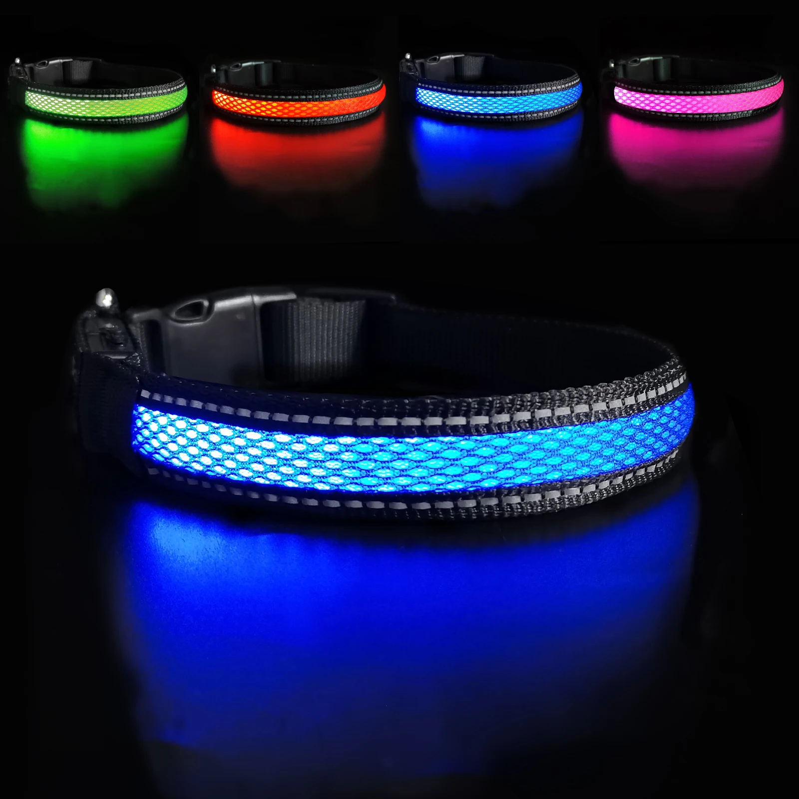 Dog Nylon Collar USB Flashing Charging LED Light Reflective Anti-Lost Rechargeable Glow Dog for Small Medium Large Dogs SuppliesDog Nylon Collar USB Flashing Charging LED Light Reflective Anti-Lost Rechargeable Glow Dog for Small Medium Large Dogs Supplies 