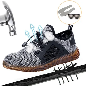 

Dropshipping Indestructible Ryder Shoes Men Women Steel Toe Air Safety Boots Puncture-Proof Work Sneakers Breathable