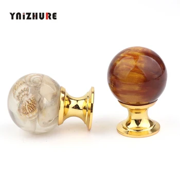 

YNIZHURE Luxury Amber Shell Tiger Eye Gold Cupboard Pulls Drawer Knobs Door Window Handle Kitchen Furniture Handle Hardware