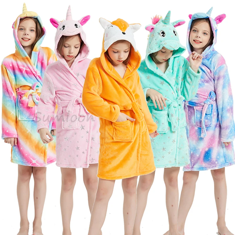 Bathrobe Children Unicorn Girls Unicorn Animal Bathrobe Hooded